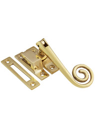 Solid-Brass Casement Latch with Curly Handle.